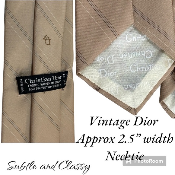 Vintage Christian Dior camel tan subtle monogrammed necktie polyester and silk - Picture 3 of 16